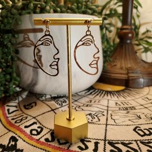 Funky Gold Abstract Picasso Earrings